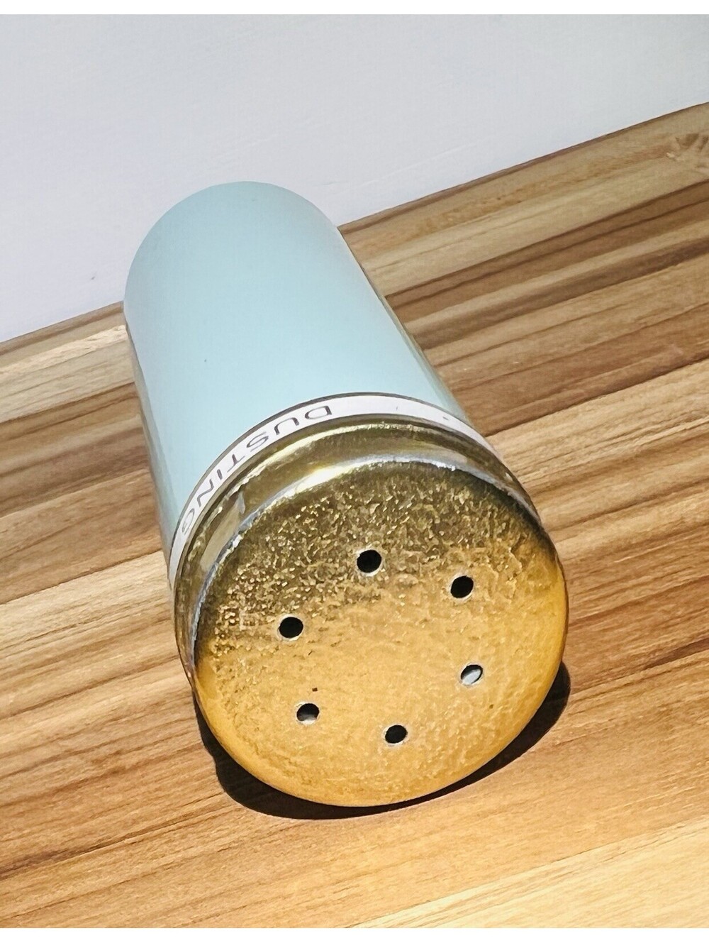 Estée Lauder Powder Youth-Dew Dusting shaker dusty blue gold vintage vanity prop
